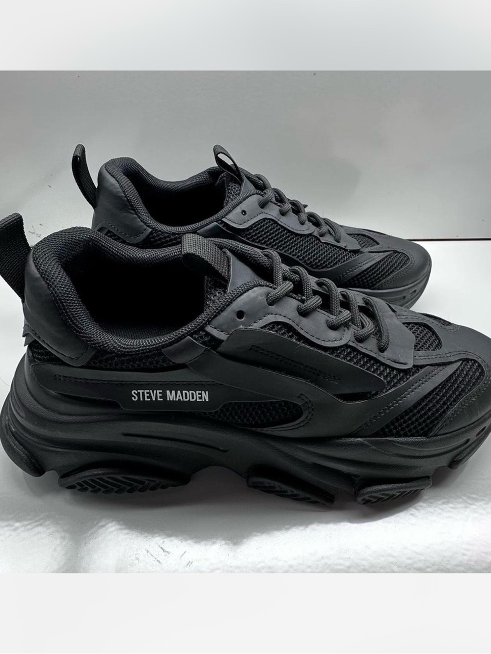 Steve Madden Black Women's Chunky Platform Sneakers - Picture 3 of 7
